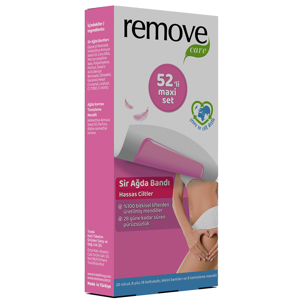Remove Care Hassas Ciltler Sir Ağda Bantları 52 Li Maxi Set