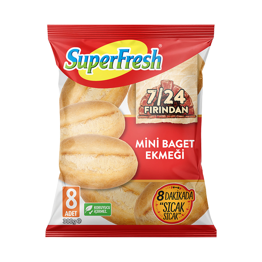 SuperFresh 7/24 Fırından Baget 8 li Sade