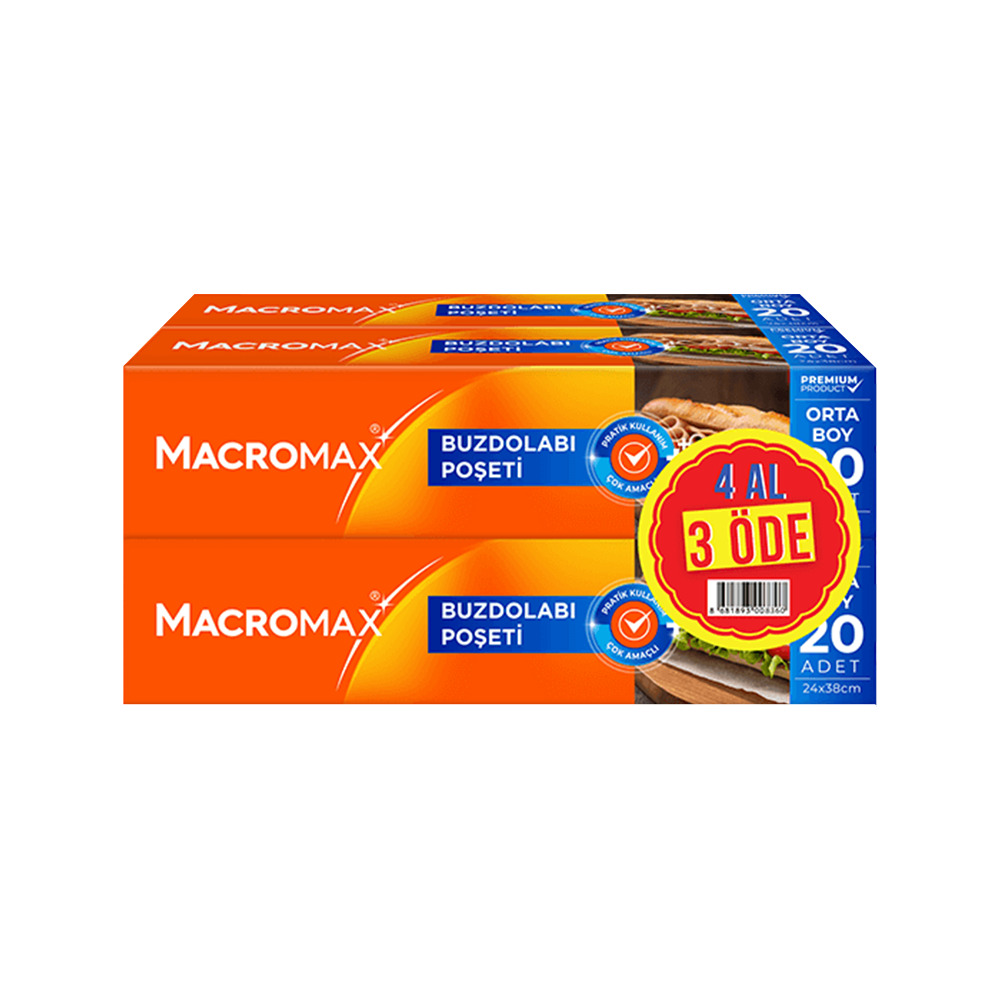 Macromax Buzdolabı Poşeti Orta Boy 4 Al 3 Öde