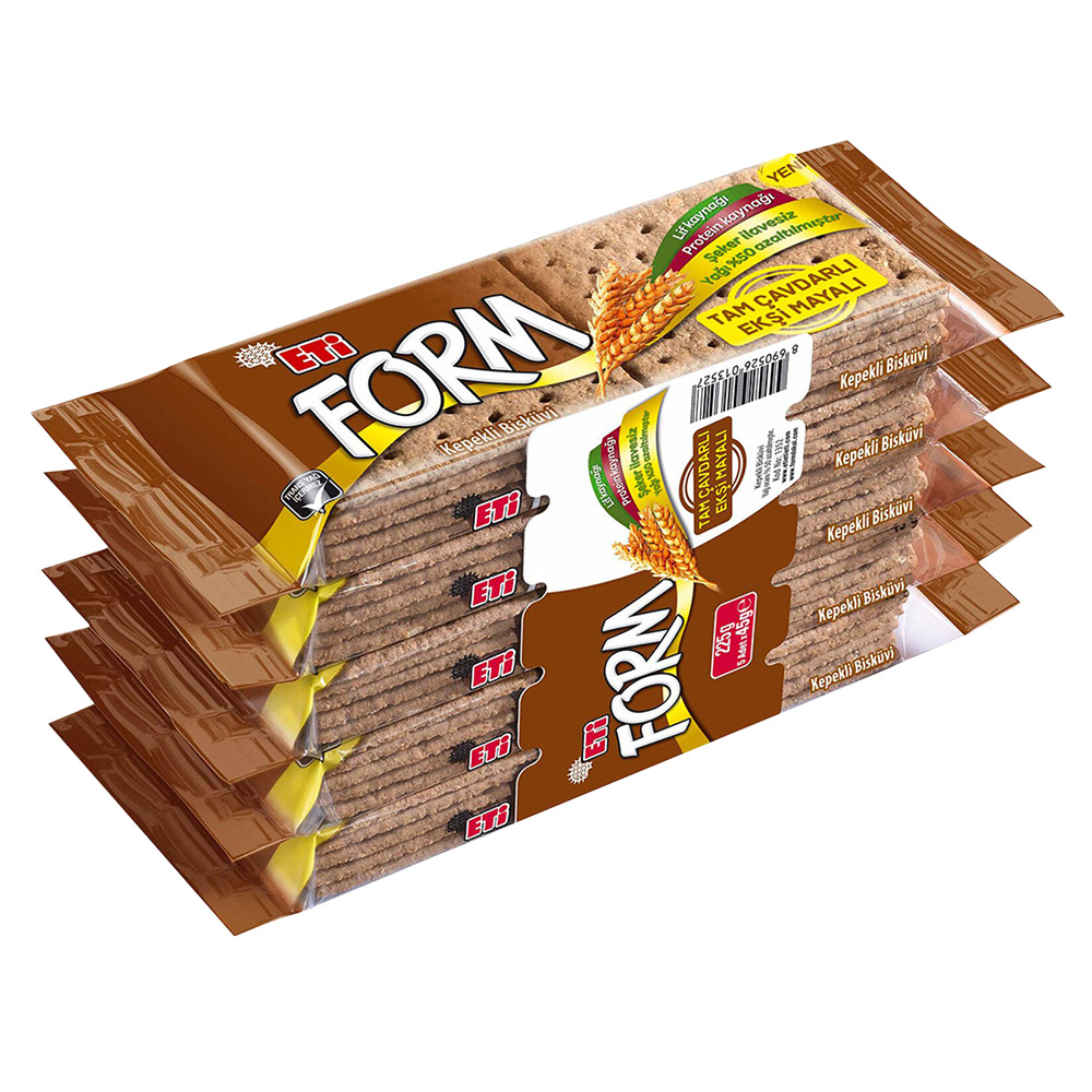 Eti Form Ekşi Mayalı Tam Çavdarlı Kepekli Bisküvi 5x45 Gr