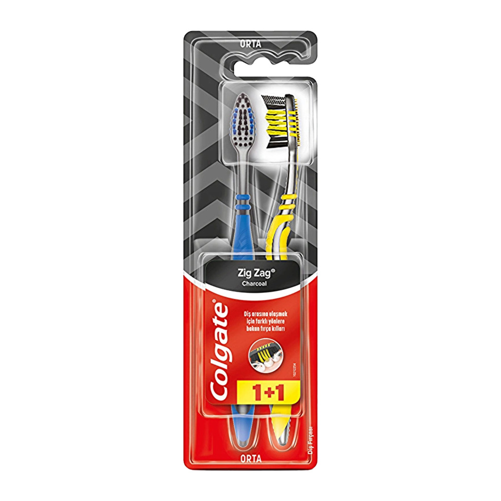 Colgate Zig Zag Charcoal Diş Arası Temizliği Orta Diş Fırçası 1+1 'Li
